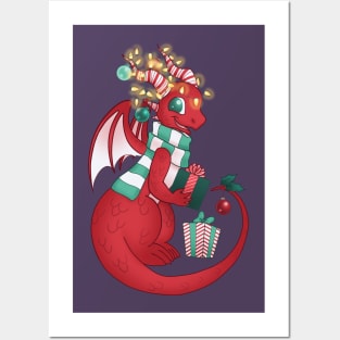 Christmas Dragon 2021 with lights Posters and Art